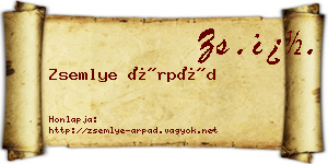 Zsemlye Árpád névjegykártya